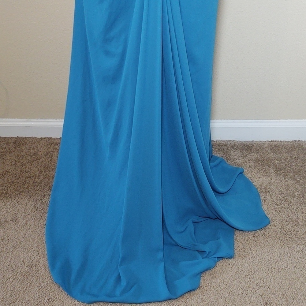 David's Bridal Full Length Strapless Formal Blue - Picture 5 of 10